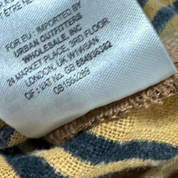 Free People Castaway Striped Button Front Long Sleeve Crochet Trim Boho Top Sz M - Picture 13 of 15